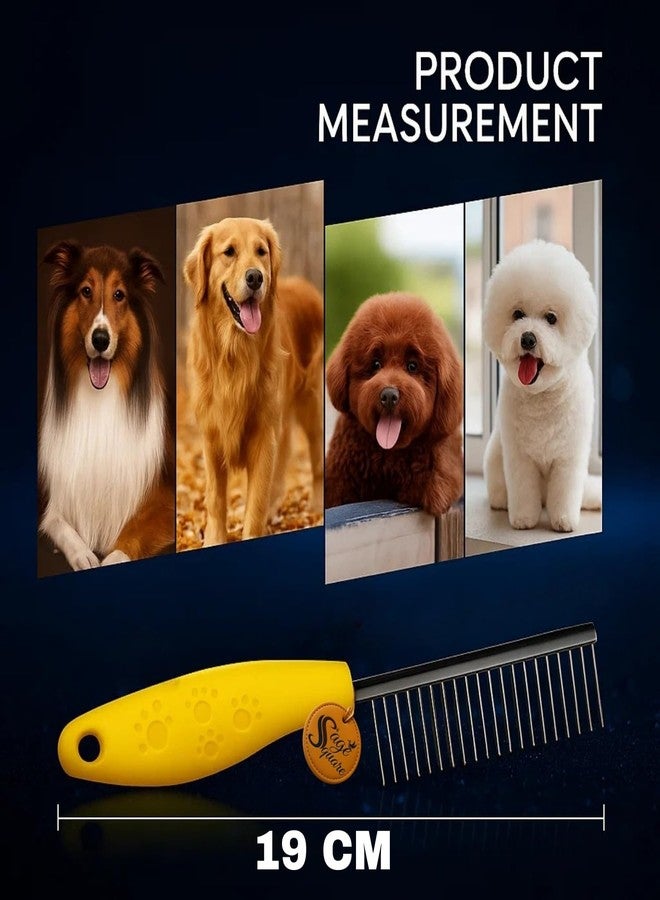 سايج سكوير مشط سيج سكوير للحيوانات الأليفة (الكلاب والقطط) | مشط تنظيف ذو وجه واحد بأسنان دقيقة من الفولاذ المقاوم للصدأ | أداة لفك التشابك، والتخلص من البراغيث، وإزالة الشعر المتساقط | مقبض مانع للانزلاق | مثالي للشعر القصير والطويل | 19 سم (عشوائي) - Image 3